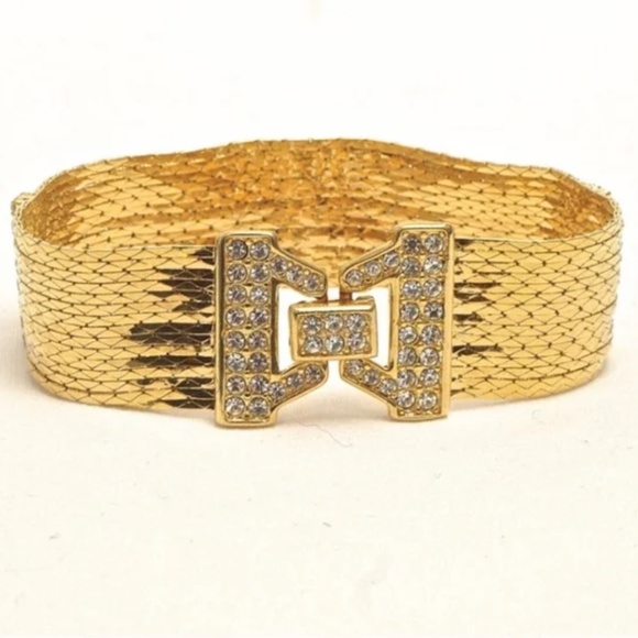 NWT Vintage Nolan Miller Gold Tone & Crystal Multi Strand Bracelet - Picture 2 of 7